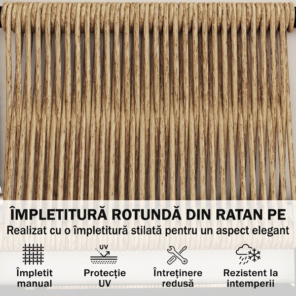 Outsunny Set Grădină, 5 Piese, Rattan Modular în L cu Perne, Culoare Bej | Aosom Romania