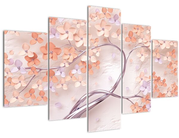 Tablou florilor de pom din coral - abstract (150x105 cm)
