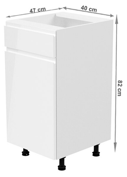 Z0ND0 Dulap inferior de bucătărie D40S14 Aurellia (Alb + Alb lucios) (S). 1015750