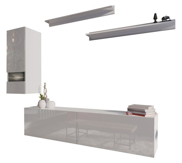 Mobilier living Damot (alb + alb lucios). 1007697