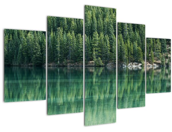 Tablou - Coniferi lângă lac (150x105 cm)