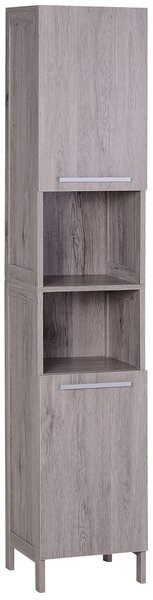 Kleankin Coloană Baie 2 Dulapuri 2 Rafturi Deschise MDF Suprafață Netedă 30x32x172.5cm Culoare Lemn | Aosom Romania