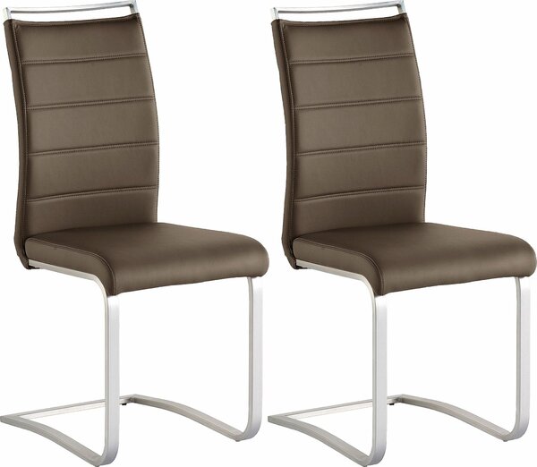 Set 2 scaune Pescara maro piele ecologica 42/56/102 cm
