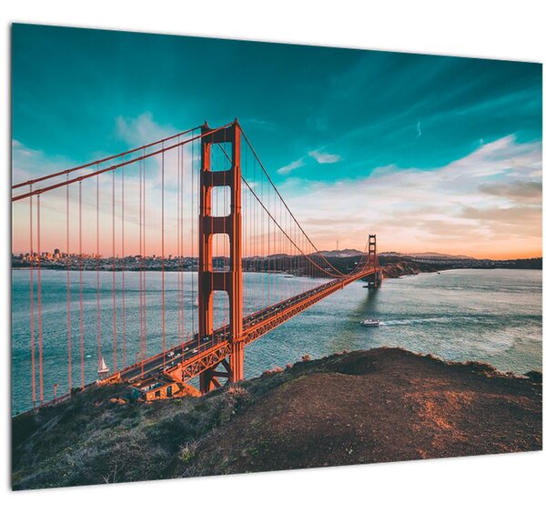 Tablou pe sticlă - Golden Gate, San Francisco (70x50 cm)