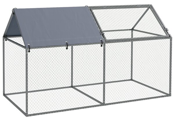 PawHut Cusca pentru Animale Mici, Tarc Exterior cu Acoperiș, Tarusi de Pământ, 2x1m, Verde | Aosom Romania