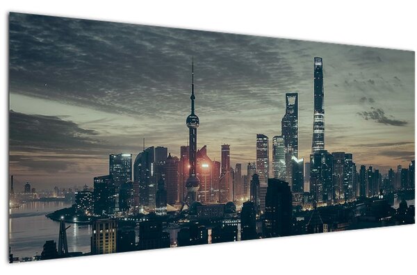 Tablou cu orașul în amurg (120x50 cm)