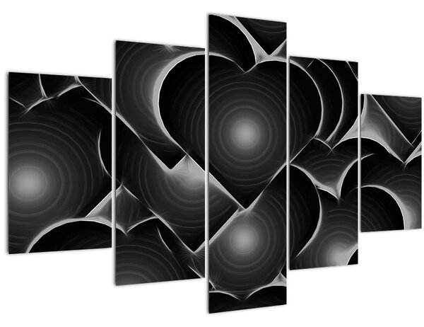 Tablou cu inimile alb - negre (150x105 cm)