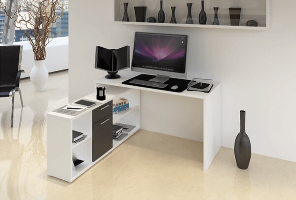 Masă PC Norrix (alb + negru). 808612