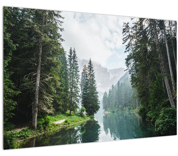 Tablou lacului în pădure (90x60 cm)