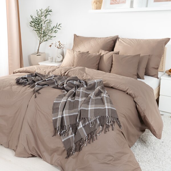 Goldea lenjerie de pat din 100% bumbac - maro cafea 160 x 200 și 2buc 70 x 80 cm
