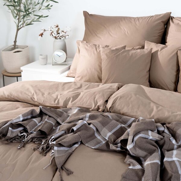 Goldea lenjerie de pat din 100% bumbac - maro cafea 160 x 200 și 2buc 70 x 80 cm