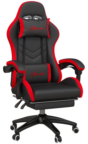 Vinsetto Scaun Gaming cu Înălțime Reglabilă și cu Spătar Rabatabil, 65x65x121-129 cm, Negru | Aosom Romania