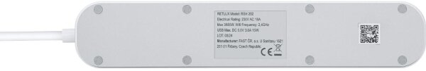Prelungitor inteligent cu întrerupător Retlux 4Z + 2xUSB-A+1xUSB-C 1,5m Wi-Fi Tuya alb