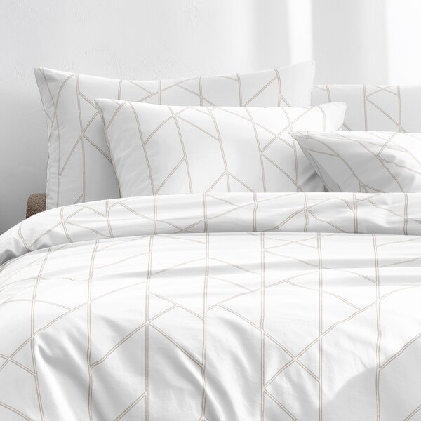 Goldea lenjerie de pat 100% bumbac - linii geometrice pe alb 140 x 200 și 50 x 70 cm