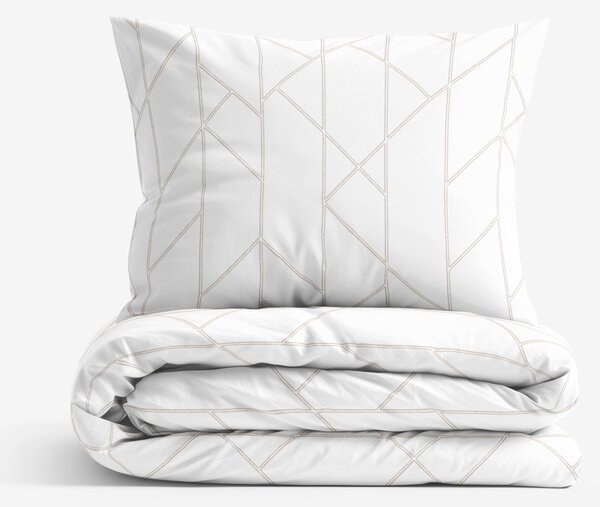 Goldea lenjerie de pat 100% bumbac - linii geometrice pe alb 140 x 200 și 50 x 70 cm