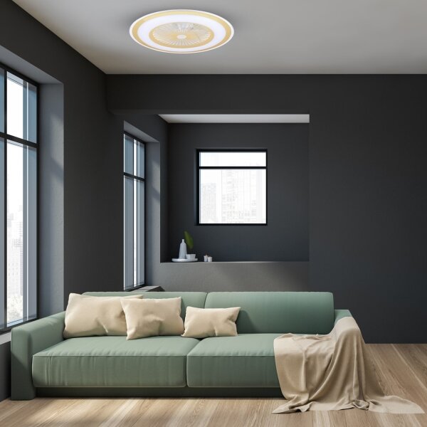 Plafonieră LED dimabilă cu ventilator ZEPHYR LED/48W/230V auriu + telecomandă