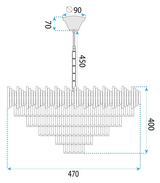 Lampă suspendată Cristal G063-CP 50cm BLACK