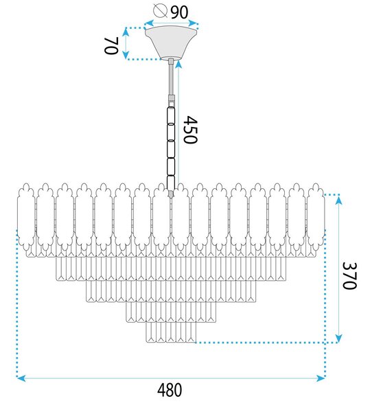 Lampă suspendată Cristal G057-CP 50cm GOLD