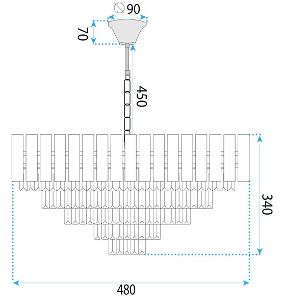 Lampă suspendată Cristal G056-CP 50cm GOLD