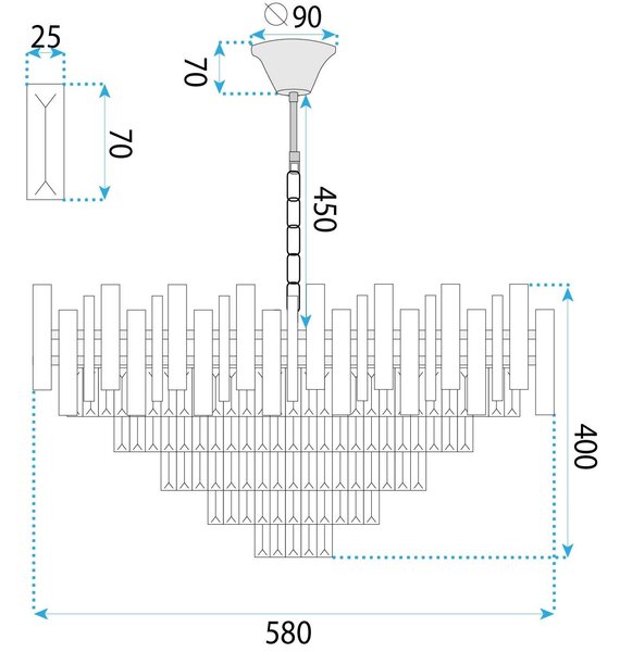 Lampă suspendată Cristal G052-CP 60CM GOLD