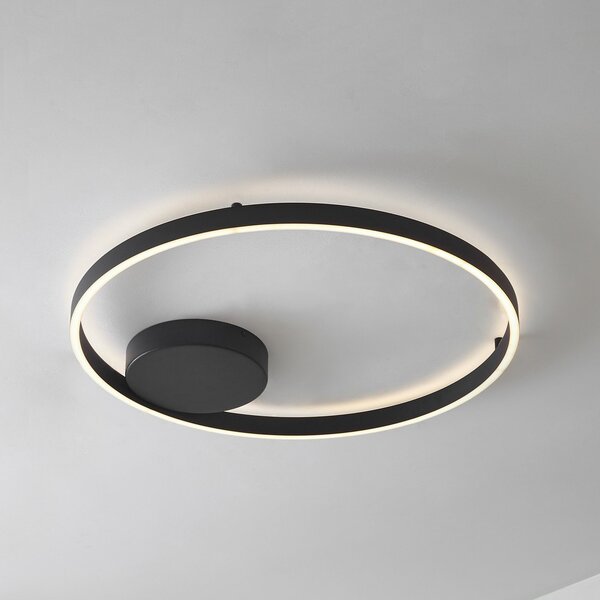 Lucande Plafonieră LED inteligentă Moise, negru, CCT, Tuya, reglabil, Negru, Camera de zi / sufragerie, Aluminiu, Modern