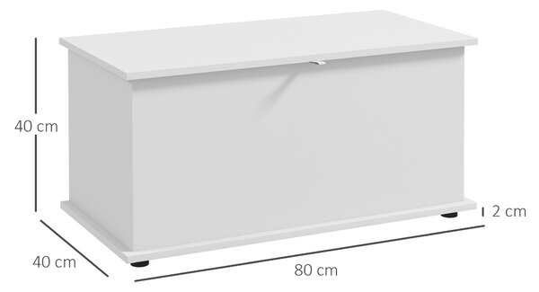 HOMCOM Bancă de Depozitare cu Balamale de Siguranță și Capac, 80x40x40 cm, Alb | Aosom Romania