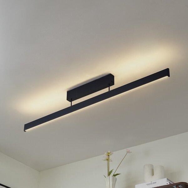Lucande Plafonieră LED inteligentă Mylosh, negru, CCT, Tuya, reglabil, Negru, Camera de zi / sufragerie, Aluminiu, Modern