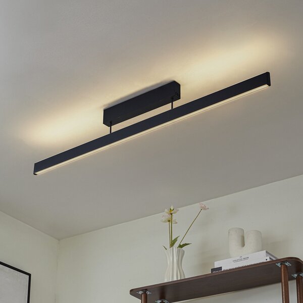 Lucande Plafonieră LED inteligentă Mylosh, negru, CCT, Tuya, reglabil, Negru, Camera de zi / sufragerie, Aluminiu, Modern