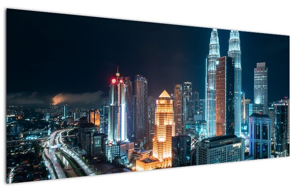 Tablou - Noaptea în Kuala Lumpur (120x50 cm)
