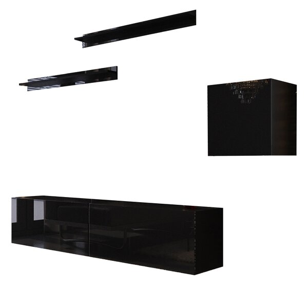 Mobilier living Dophia (negru + negru lucios). 1007708