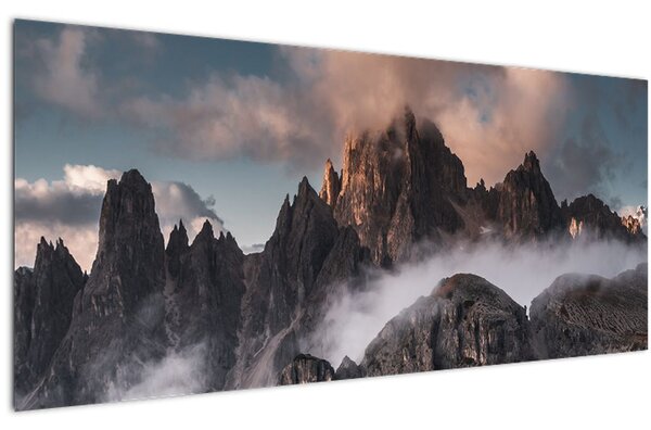 Tablou - Dolomiți Italieni ascunși în ceață (120x50 cm)
