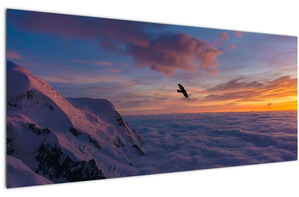 Tablou în apus de soare, Mont Blanc (120x50 cm)
