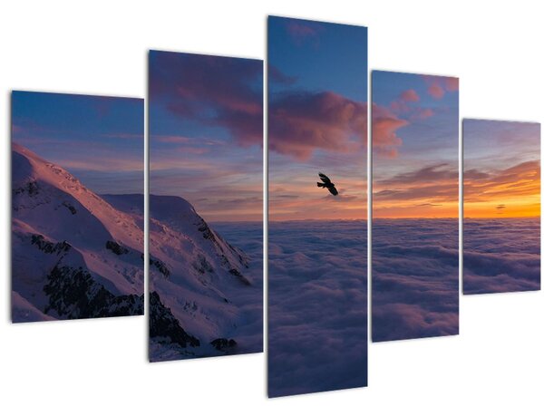 Tablou în apus de soare, Mont Blanc (150x105 cm)
