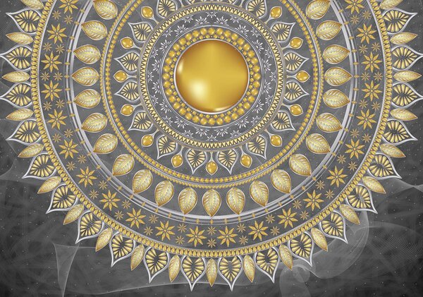 Fototapet - Mandala - argintie (254x184 cm)
