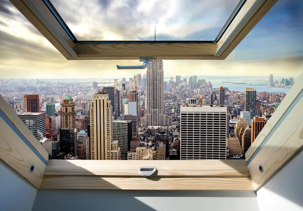 Fototapet - New York - privire panoamatică din geam (254x184 cm)