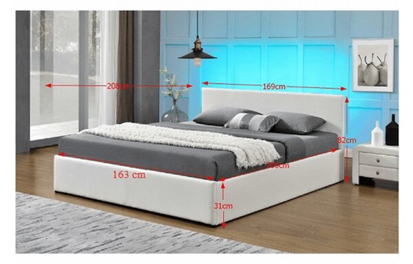 Pat matrimonial 160 cm Jora (cu somieră, sp. depozitare și LED). 808744
