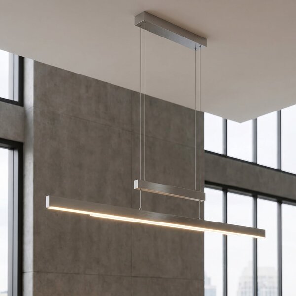 Trio Lighting Lampă suspendată LED Trajan, 2.700-5.000K, nichel mat, reglabil, Gri, Camera de zi / sufragerie, Metal, Modern