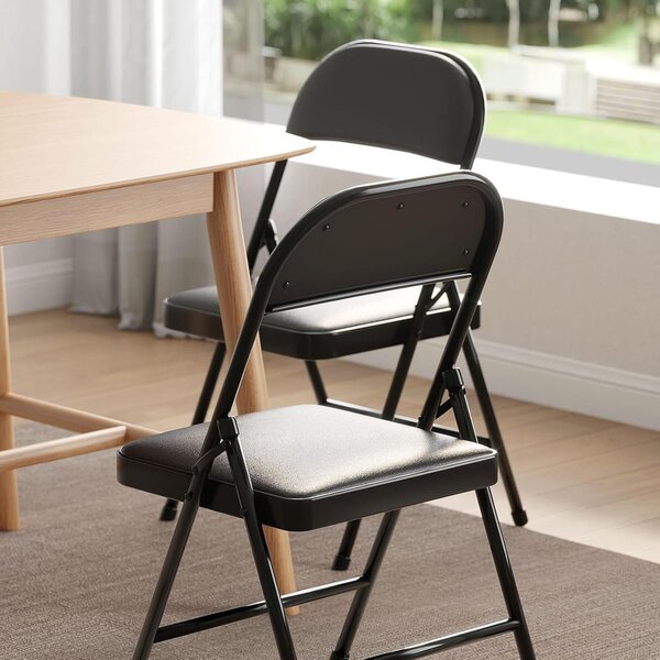 Set 6 scaune pliante cu sezut Buretat, 42x42x78 cm, Cadru Metalic, pentru Evenimente/Casa