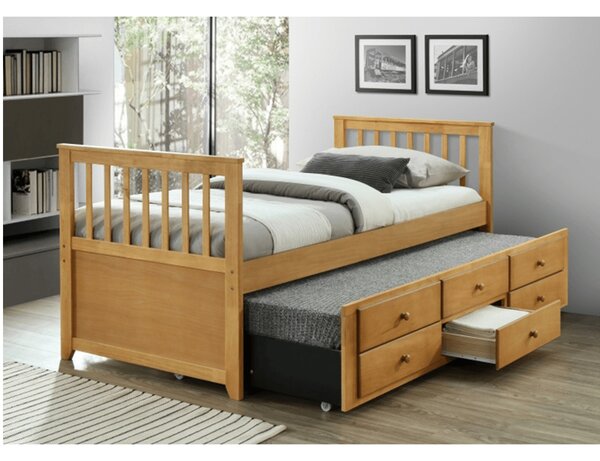 Pat de o persoană 90 cm Ahlan (stejar) (cu somieră). Promo -19%. 1002458