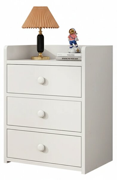 Noptiera Compacta Alba cu 3 Sertare, 40x32x58cm
