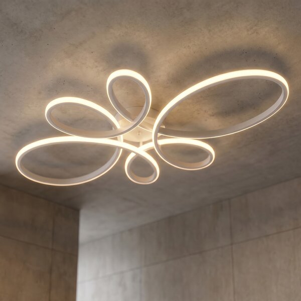 Trio Lighting Plafonieră cu LED Fly, alb mat, 4.000 K, 83 cm x 45 cm, reglabil, Alb, Camera de zi / sufragerie, Metal, Modern
