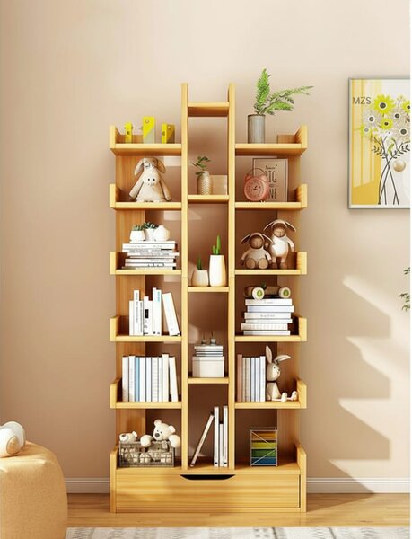 Mobilier Biblioteca Tree of Knowledge cu 18 rafturi si sertar, 158 x 34cm - Lemn