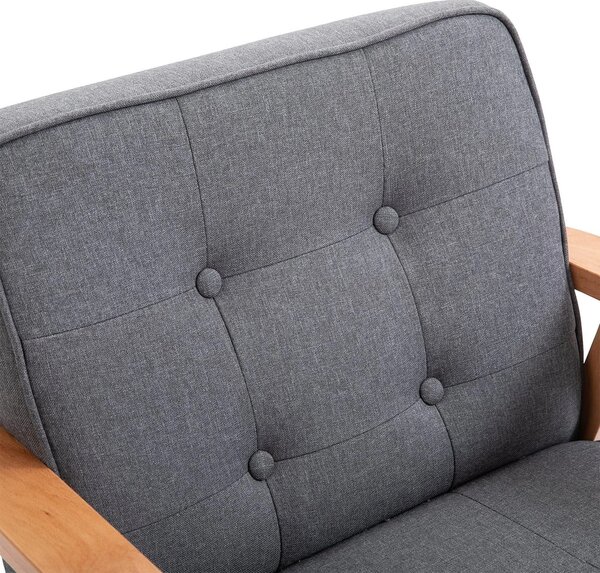 Fotoliu vintage stil scandinav, moale si confortabil, capitonat cu butoni, 64,5x70x74 cm, gri