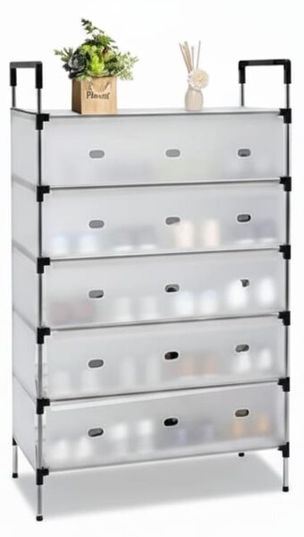 Raft pliabil pentru pantofi cu 5 niveluri, organizator incaltaminte pentru hol si dressing