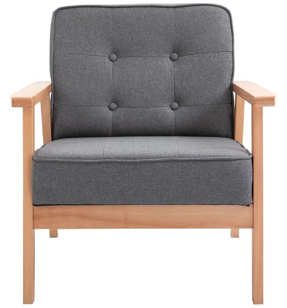 Fotoliu vintage stil scandinav, moale si confortabil, capitonat cu butoni, 64,5x70x74 cm, gri