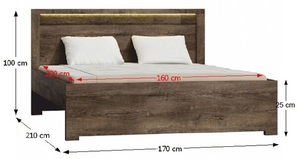 Pat matrimonial 160 cm Inneas (arin închis) (cu somieră). 794547