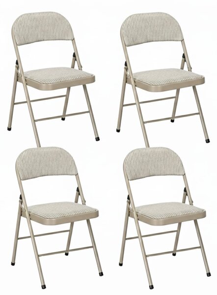 Set 4 Scaune Pliabile pentru Interior, Structura Metalica Rezistenta, Tapiterie Piele PU, Spatar Ergonomic