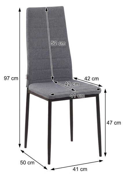 Set 4 Scaune Living, Tapitate Textil, Picioare Metal, Design Ergonomic, Gri