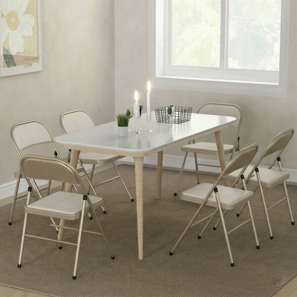 Set 4 Scaune Pliabile pentru Interior, Structura Metalica Rezistenta, Tapiterie Piele PU, Spatar Ergonomic