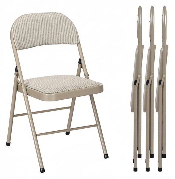 Set 4 Scaune Pliabile pentru Interior, Structura Metalica Rezistenta, Tapiterie Piele PU, Spatar Ergonomic